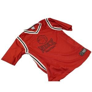 Vintage Y2K Nike Basketball Mesh Jersey Red Youth Medium | Retro Athletic